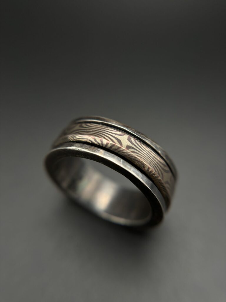 Mokume Gane and Sterling Spinner Ring