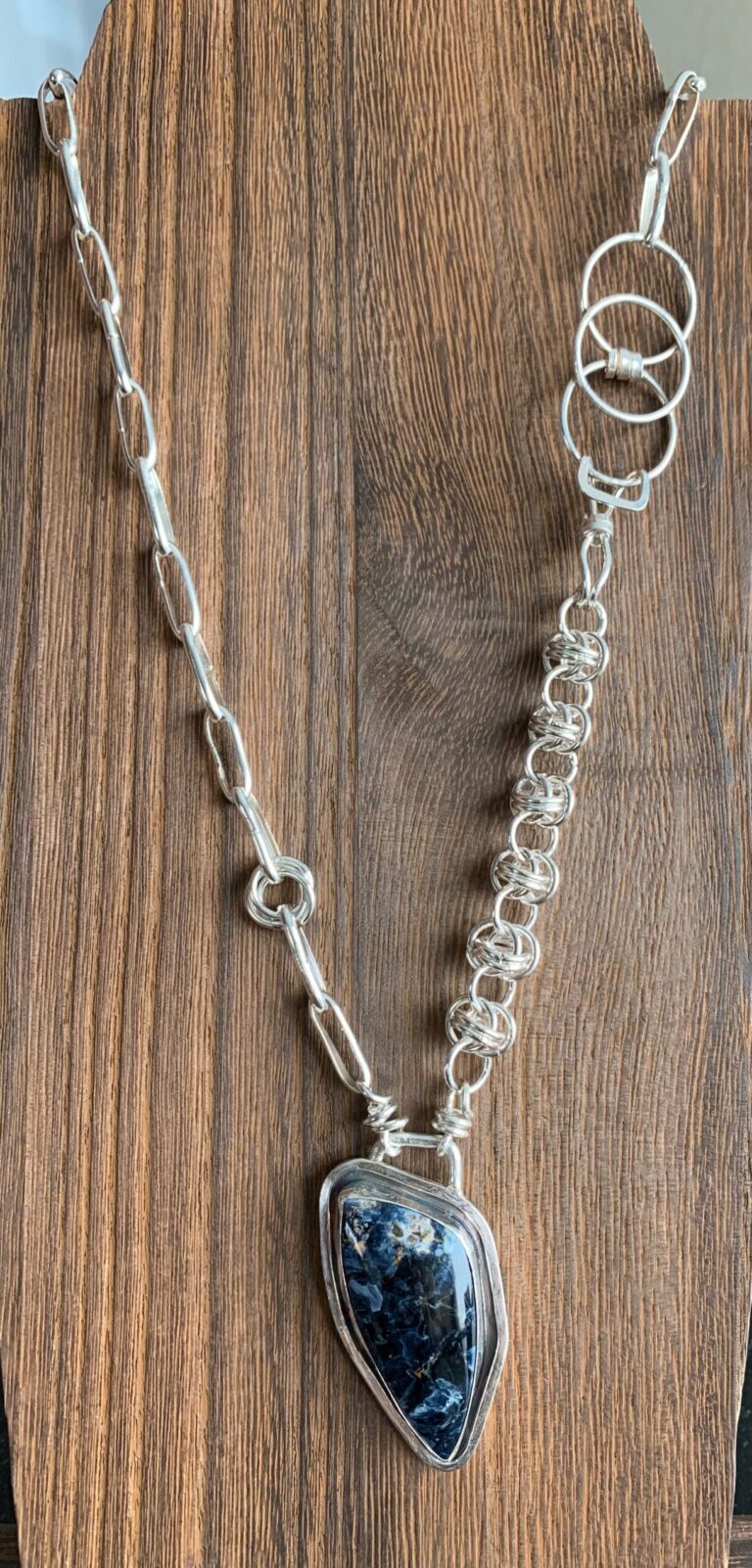 Hand made sterling chain and clasp with Aventurine